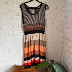 Juliana Taylor Dress Sleeveless Knit Striped Fit Flare Size Large